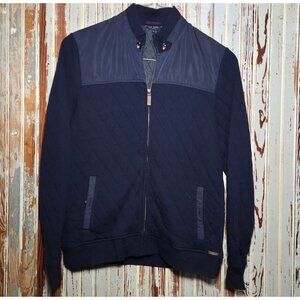 Ted Baker London Quilted Jacket Kartel Size 4 (UK Large) Navy & Gray